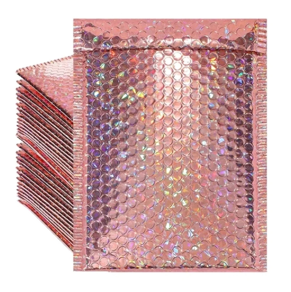 15pcs Metallic Self-adhesive Bubble Mailer Bag, Simple Multi-purpose Packing Bag